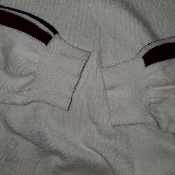 Faherty Sconset Organic Cotton Cashmere V Neck Old Money Sweater Ivory Stripe S - Picture 4 of 12